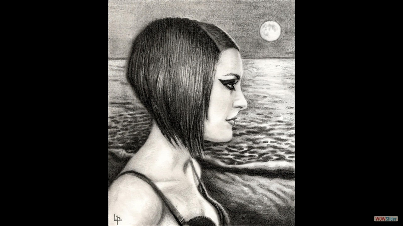 Los ojos de la luna. 30 x 20 cms. Grafito sobre papel.