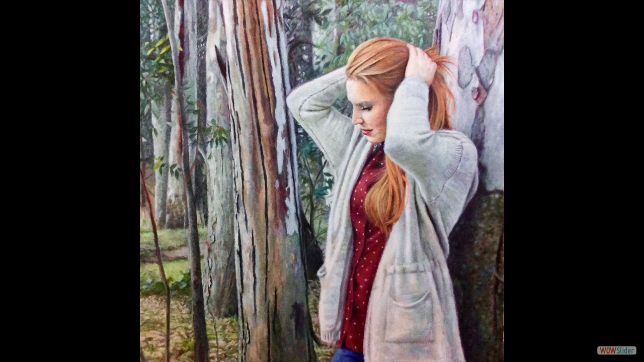 No estás sola. 70 x 70 cm. Óleo sobre lienzo.