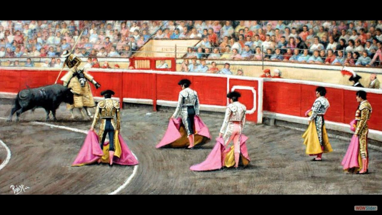 Tercio de varas en Bilbao. 40 x 80 cms. Óleo sobre lienzo.
