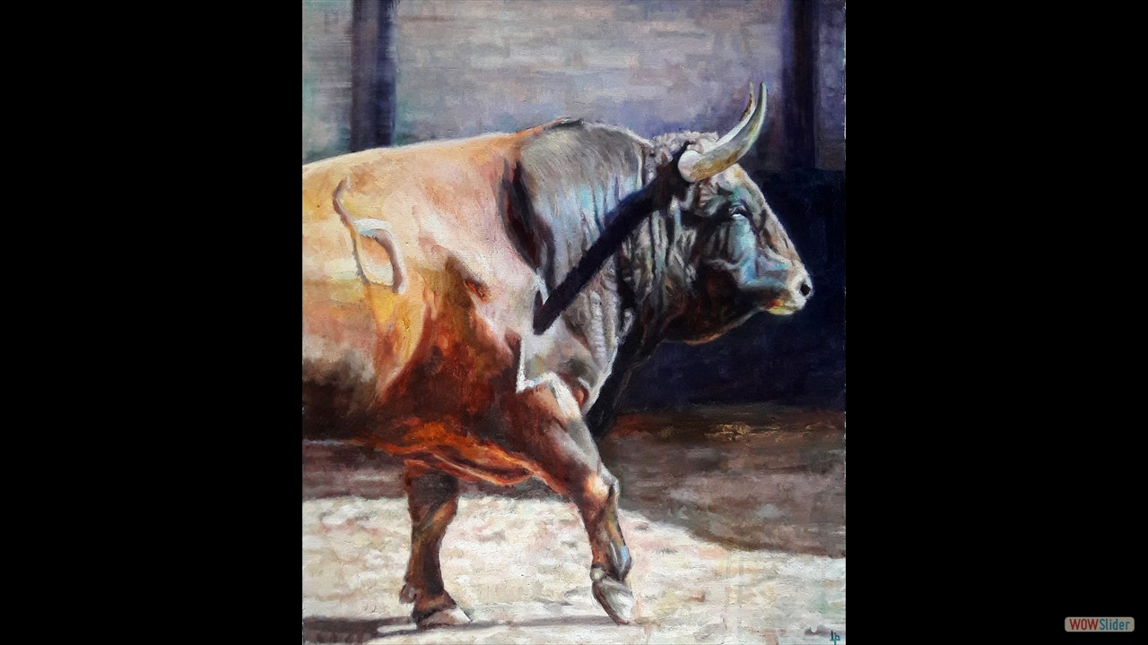 Trapío en castaño. 46 x 38 cms. Óleo sobre lienzo.