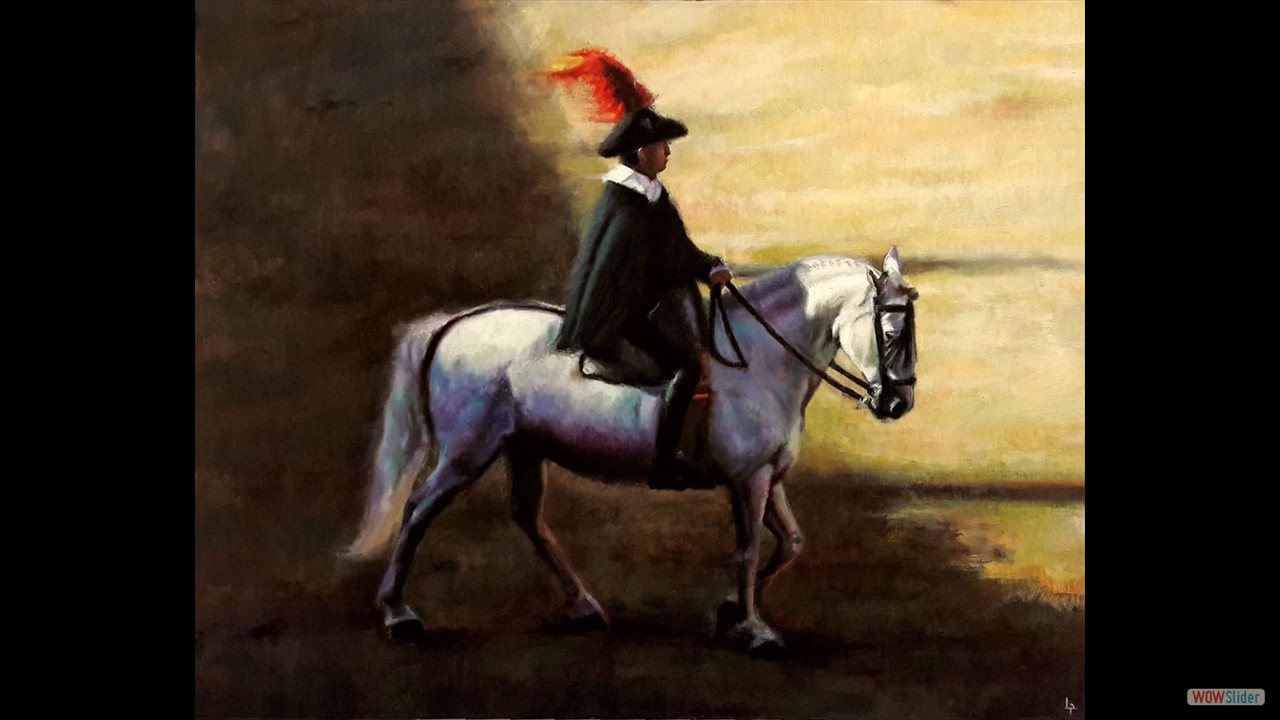 Alguacil entre sol y sombra. 65 x 81 cms. Óleo sobre lienzo.